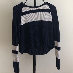 Mid-Crop Navy Blue Sweater